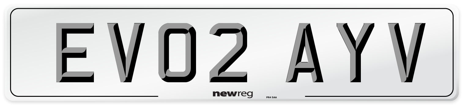 EV02 AYV Number Plate from New Reg